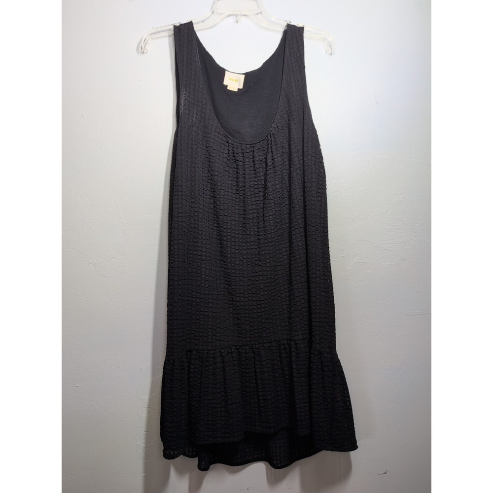 Maeve Anthropologie Women's A-Line Knit Dress Black Ruffle Lined Size Medium